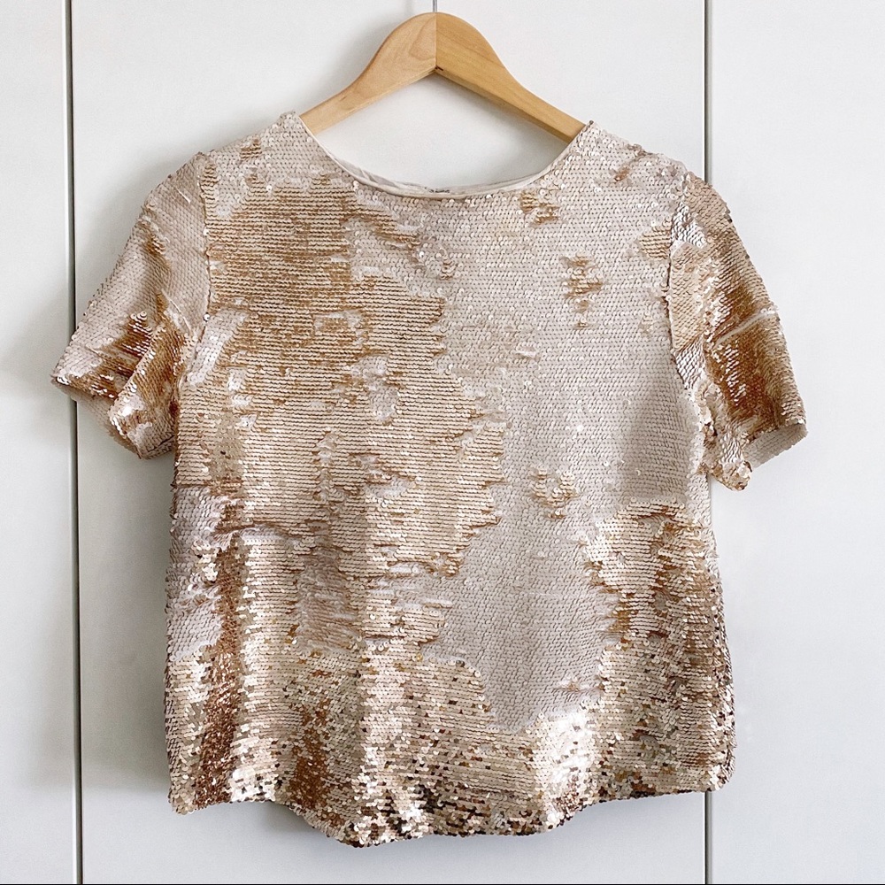 Chelsea & Violet - Sequin Top in Champagne Gold